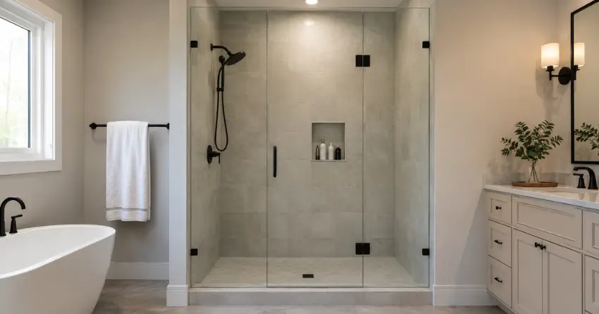 new frameless glass shower door installed in Nobleton