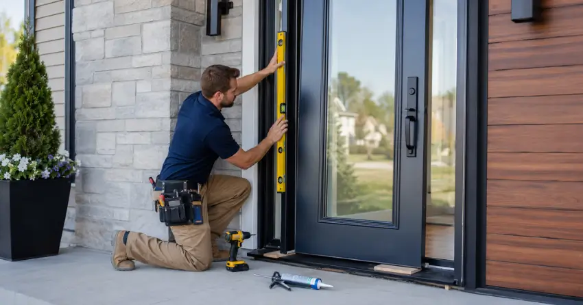 glass outside door installation with energy-efficient double-pane glazing in Nobleton