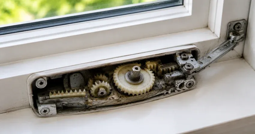technician replacing casement window crank operator in Nobleton home