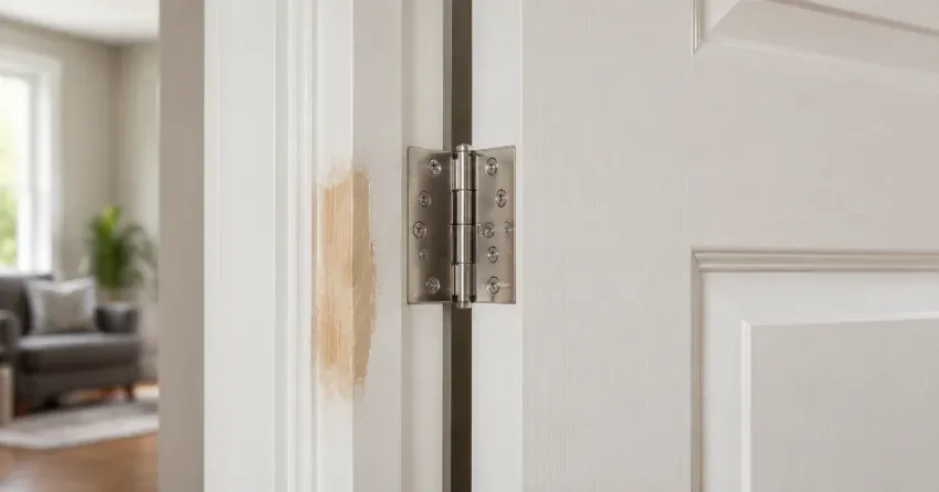 technician checking a warped door against a straightedge in Nobleton