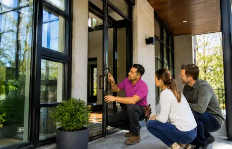 Modern home exterior with floor-to-ceiling windows by Windows & Doors Nobleton