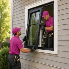 Finished door and window work seen from outside